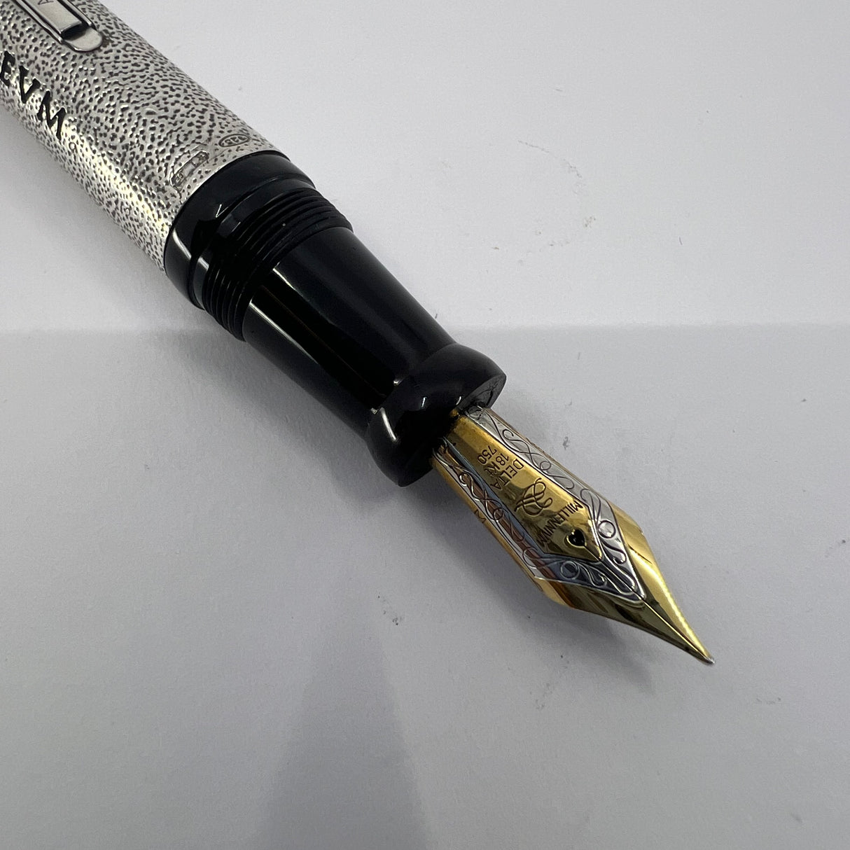 Delta Jubileum Sterling Silver Lever-Fill Limited Edition Fountain Pen - Medium 18kt Gold  Nib