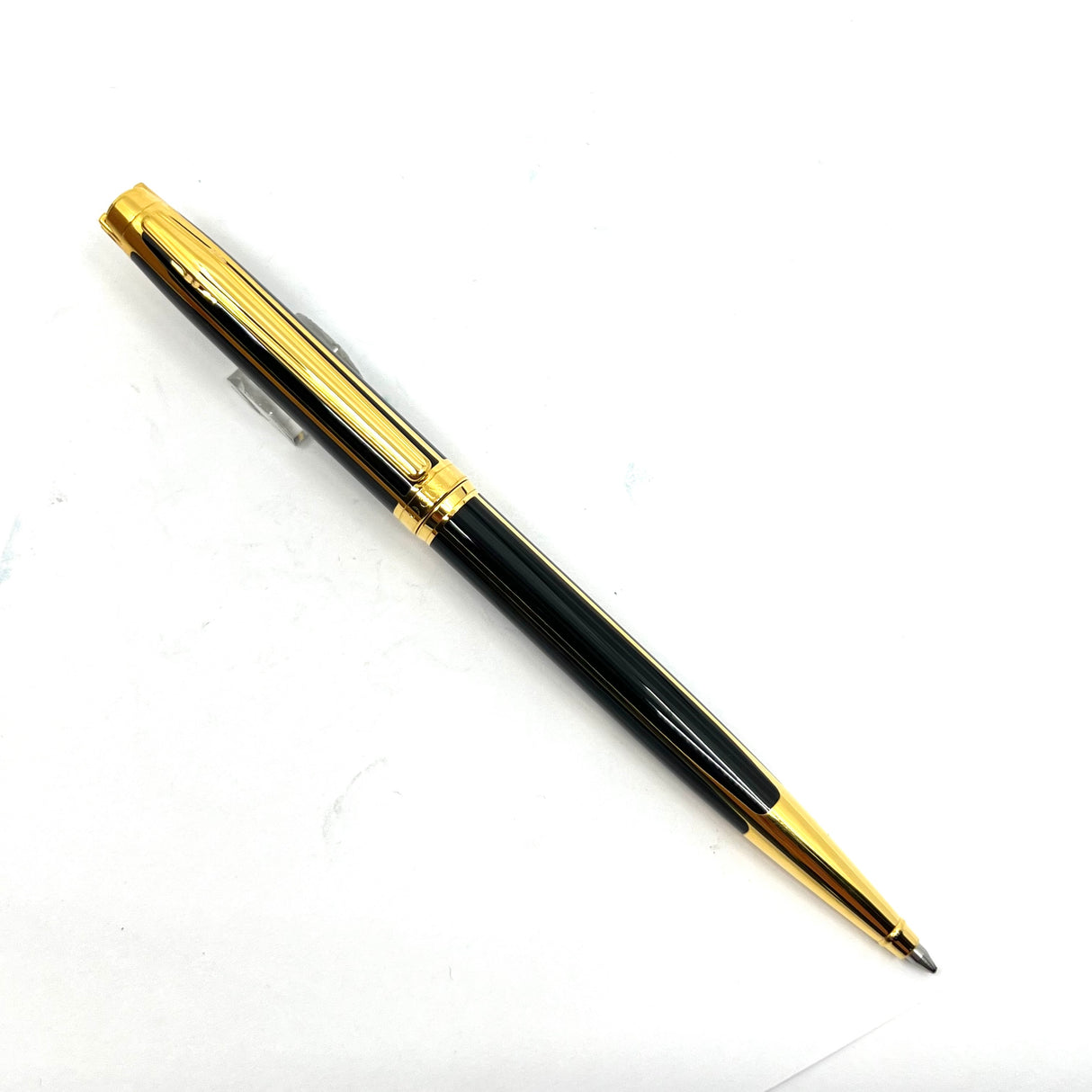 Elysee Parthenon Classique Black Lacquered/Gold-Plated Striped Ballpoint Pen
