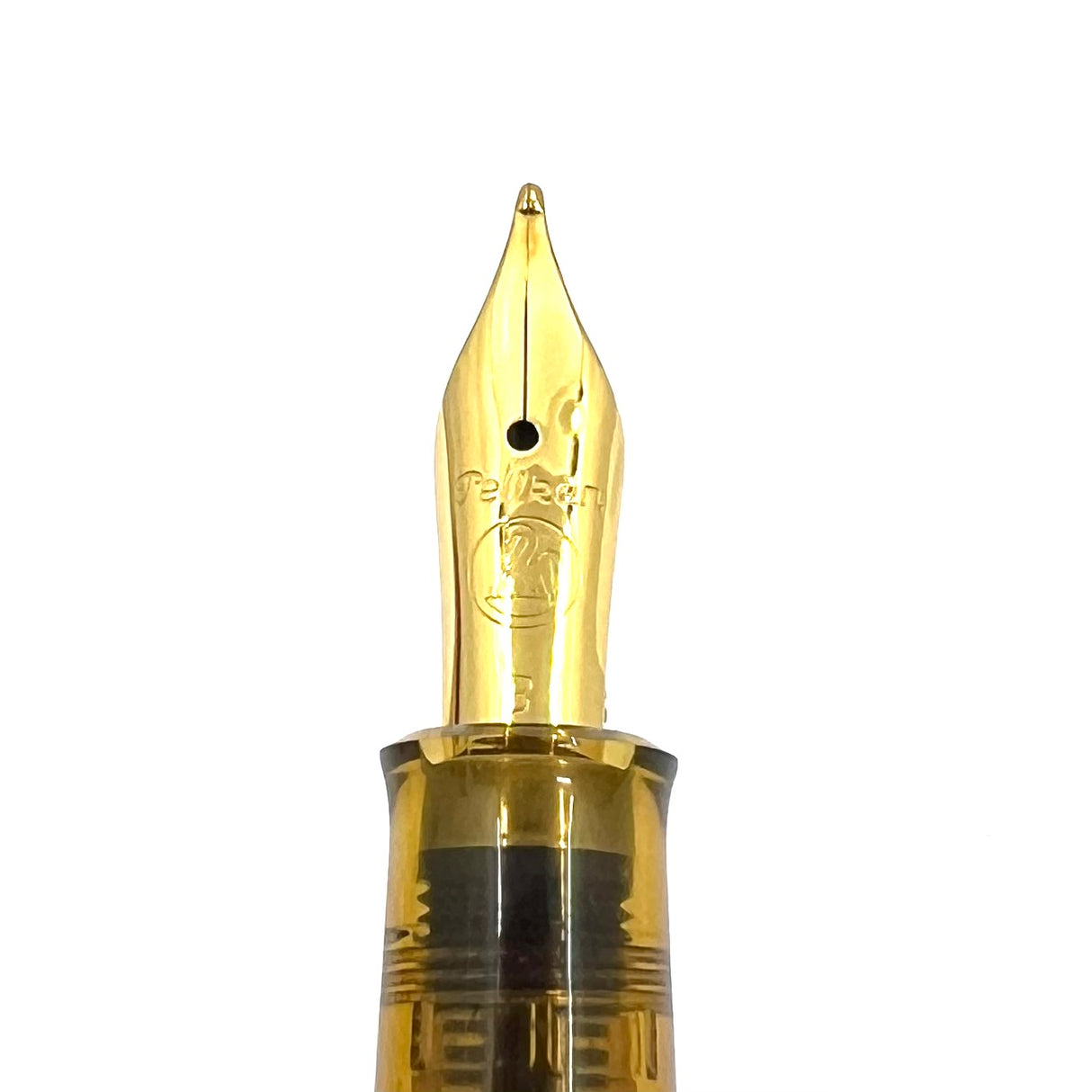 Pelikan M200 Amber Transparent Fountain Pen - Broad Gold-Plated Nib