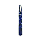 Levenger Blue Marbled Argento Fountain Pen - Broad 18kt Gold Nib