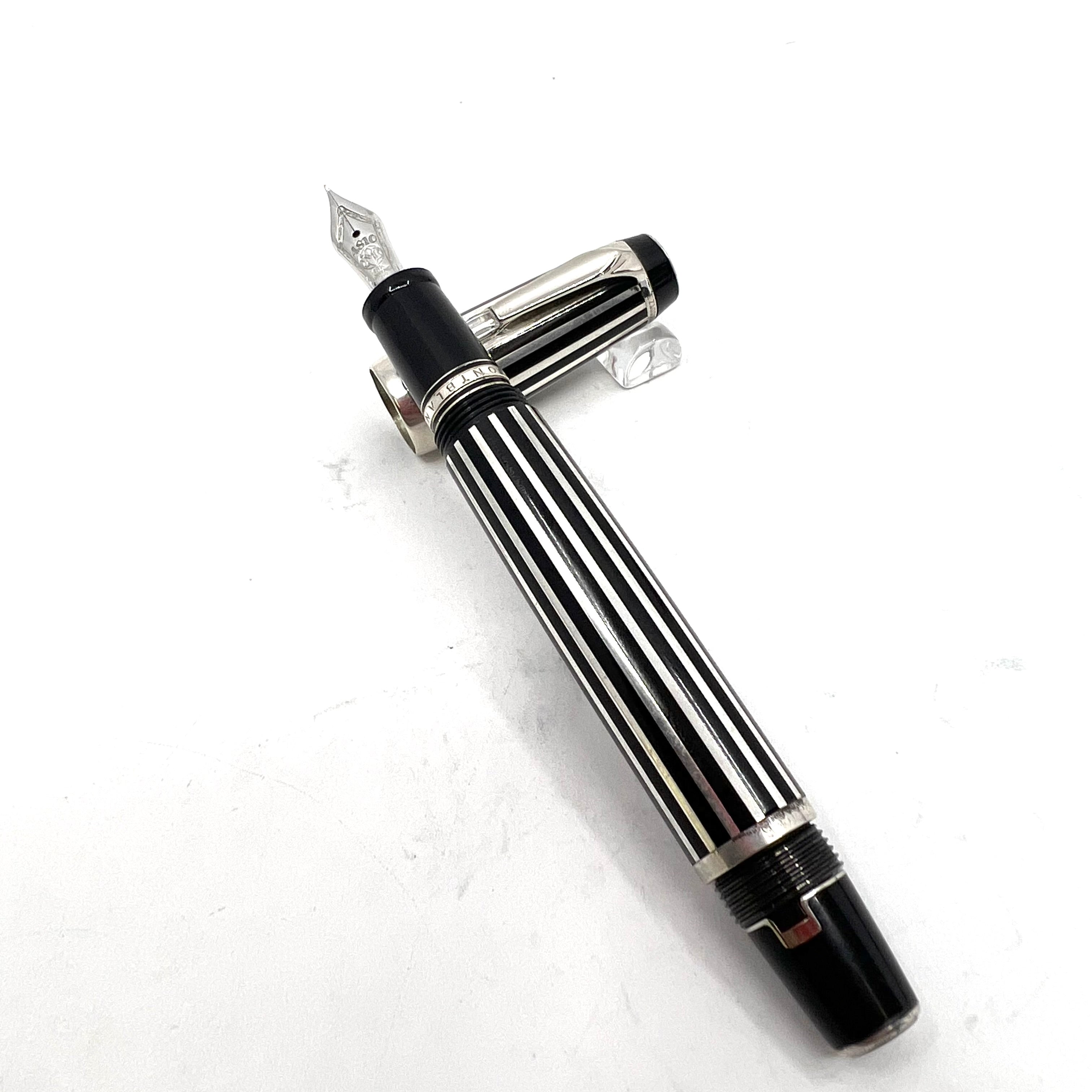 筆記具 MONTBLANC BOHEME STERLING SILVER STRIPE Montblanc Crystal Boheme Fountain Pen - Sterling Silver