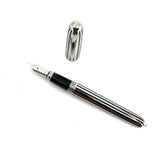 Cartier Dandy Platinum Plated & Black Lacquered Striped Limited Edition Fountain Pen