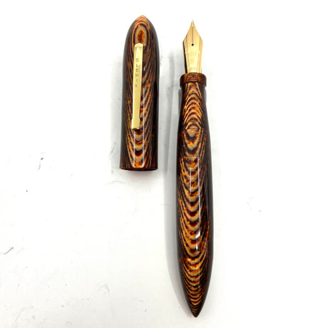 Oldwin (Paris) Torpedo Bronze Arco Spina (Fish Bone) Pattern Celluloid LE Fountain Pen