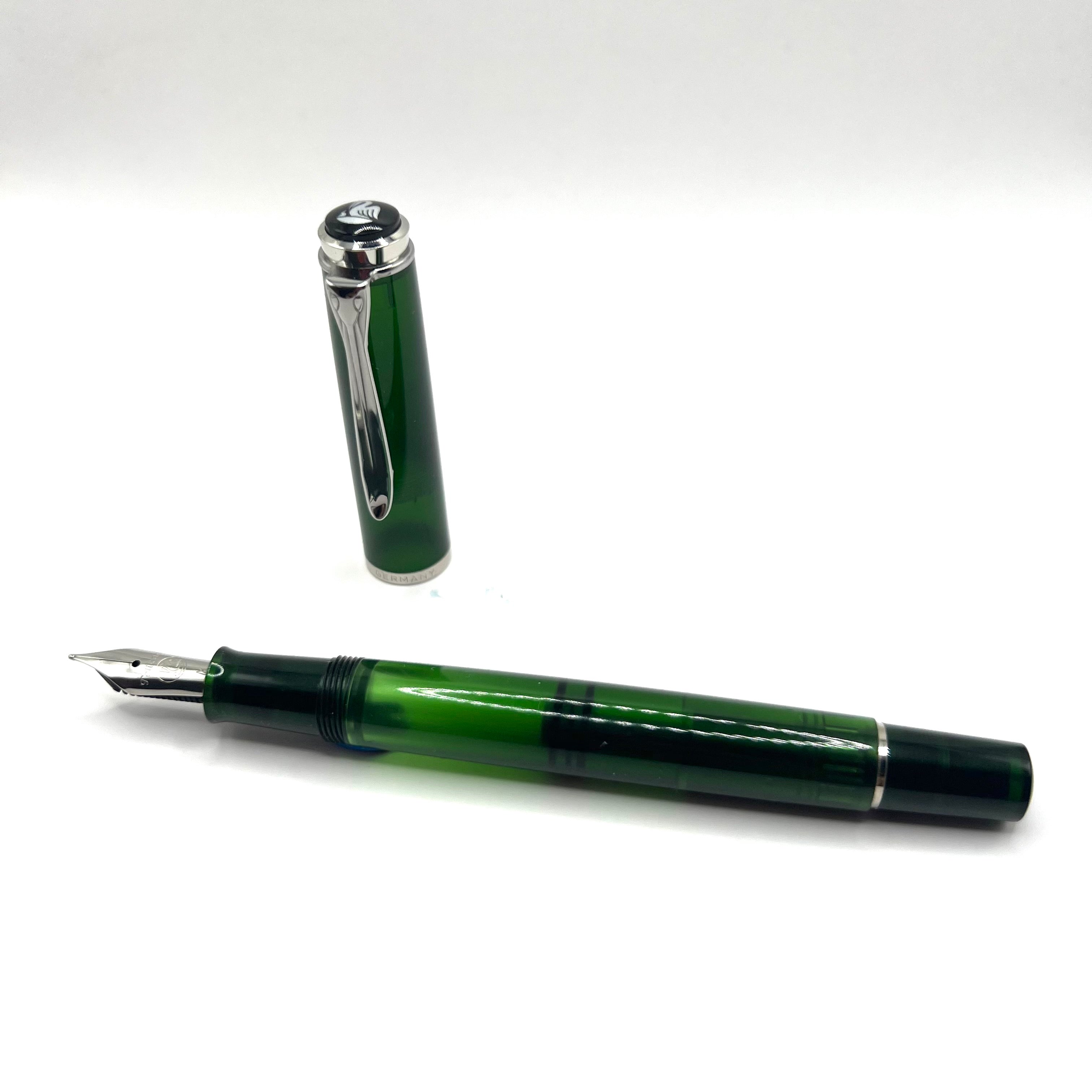 Pelikan Classic M205 Olivine Transparent Fountain Pen + Bottle of