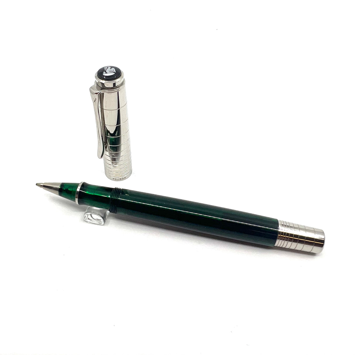 Pelikan R425 Sterling Silver Cap/Endcap Rollerball/Green Translucent Barrel