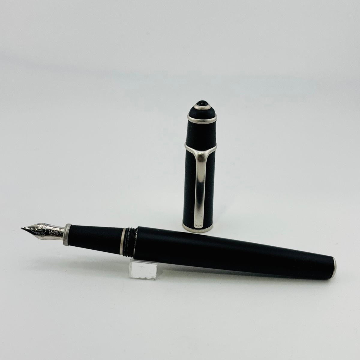 Cartier Diabolo Black Matte rubber touch Satin silver trim - Fountain Pen