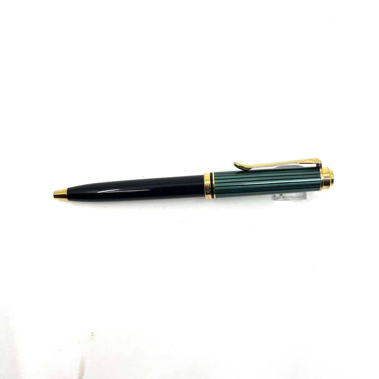 Pelikan Souveran K300 Black Cap/Green Striped Barrel Ballpoint Pen