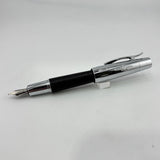 Faber-Castell E-Motion Black wood barrel chrome cap -  Fountain Pen