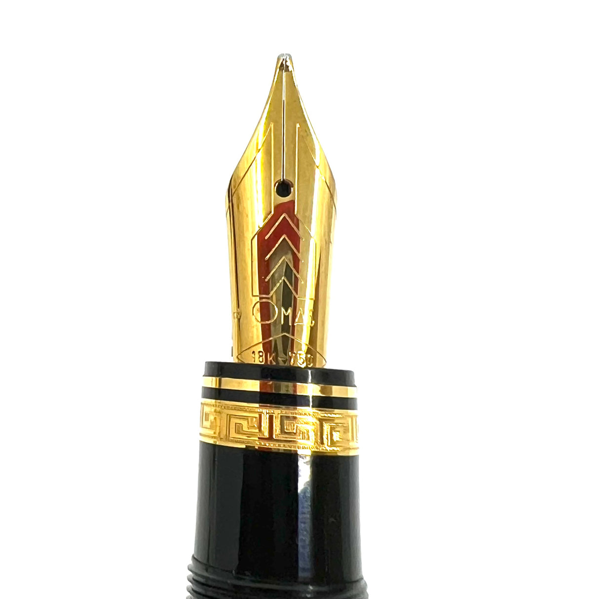 OMAS Ogiva Black Vegetal Resin Fluted Fountain Pen - Flexible Broad 18kt Gold Nib