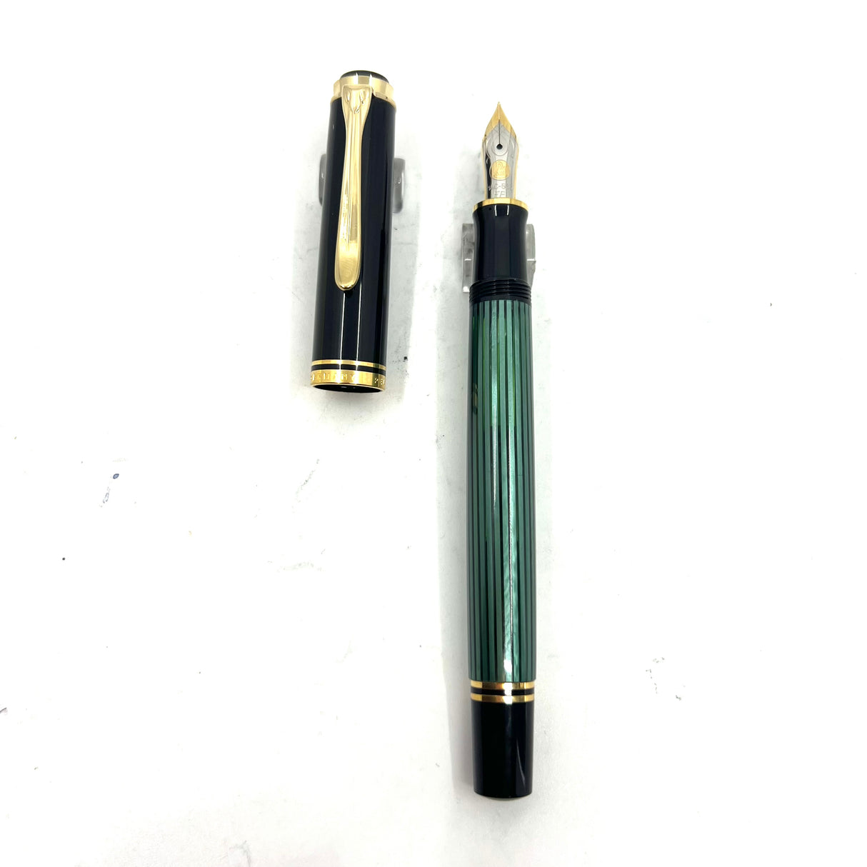 Pelikan M400 Green Striped Barrel/Black Cap Fountain Pen