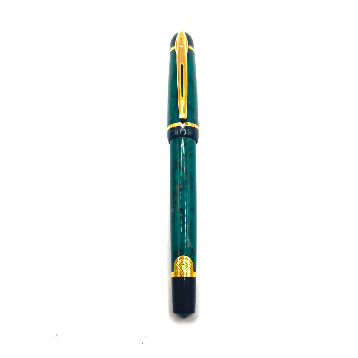 Waterman Phileas First Generation Green Marble Fountain Pen - Broad Gilt Steel Nib