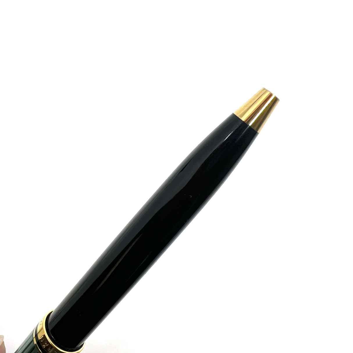 Pelikan Souveran K300 Black Cap/Green Striped Barrel Ballpoint Pen