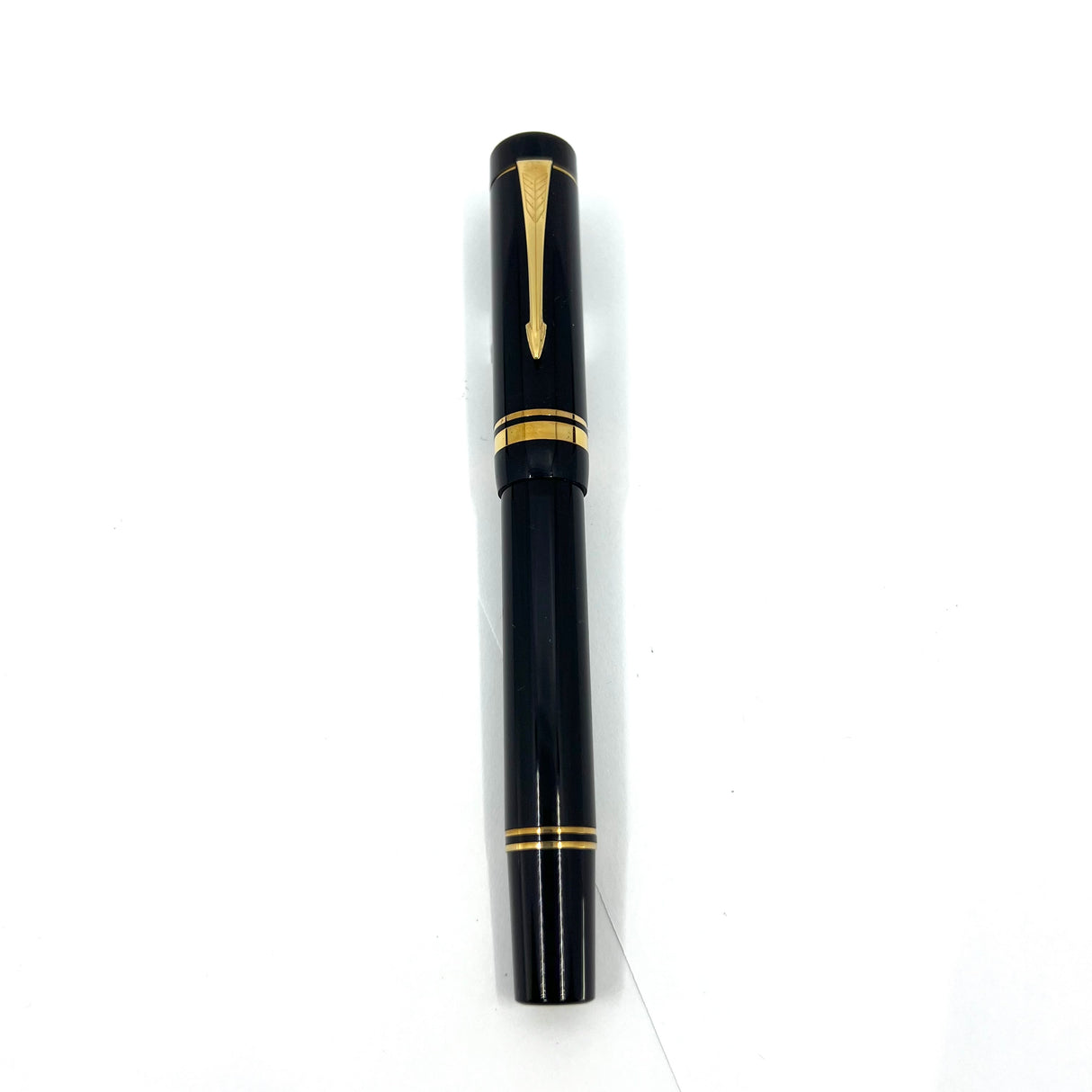 Parker Black Duofold  1888-1988 Centennial Collector Edition - First Year Parker Cap Top Medallion - Medium 18kt Gold Nib