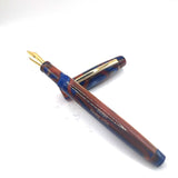 Bexley BX701  Lustrous Blue & Amber Swirl Fountain Pen   - Medium Gold-Plated Nib