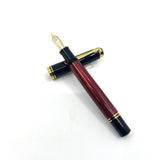 Pelikan M800 Black/Red Striped Fountain Pen - The Original! - Fine 18kt Gold Nib