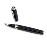 Waterman Oversized Exception Black Fountain Pen - 4-Sided Body  with 2 Sides of Charcoal Stripes