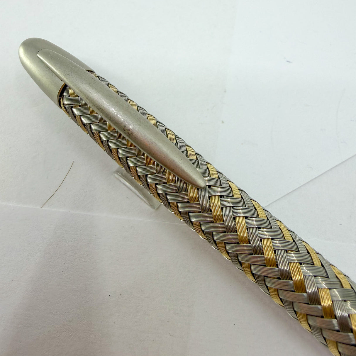 Porsche Design Ballpoint Pen - Tec-Flex Woven Stainless Steel & Gold Plate