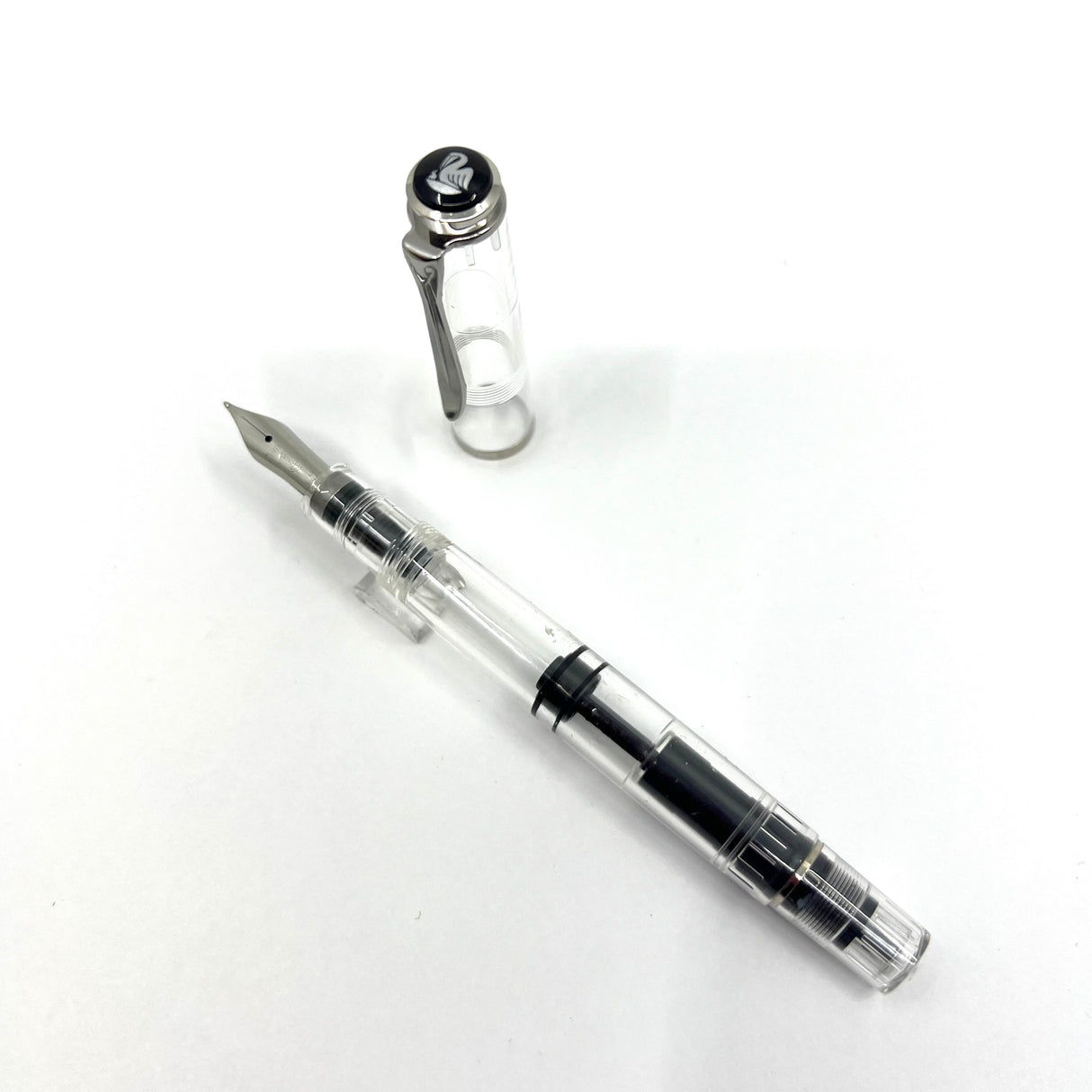 Pelikan M205 Clear Transparent Fountain Pen - Medium Stainless Steel Nib