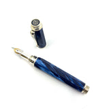 Montegrappa Emblema Lustrous Blue Celluloid Fountain Pen - Fine 18kt Gold Nib
