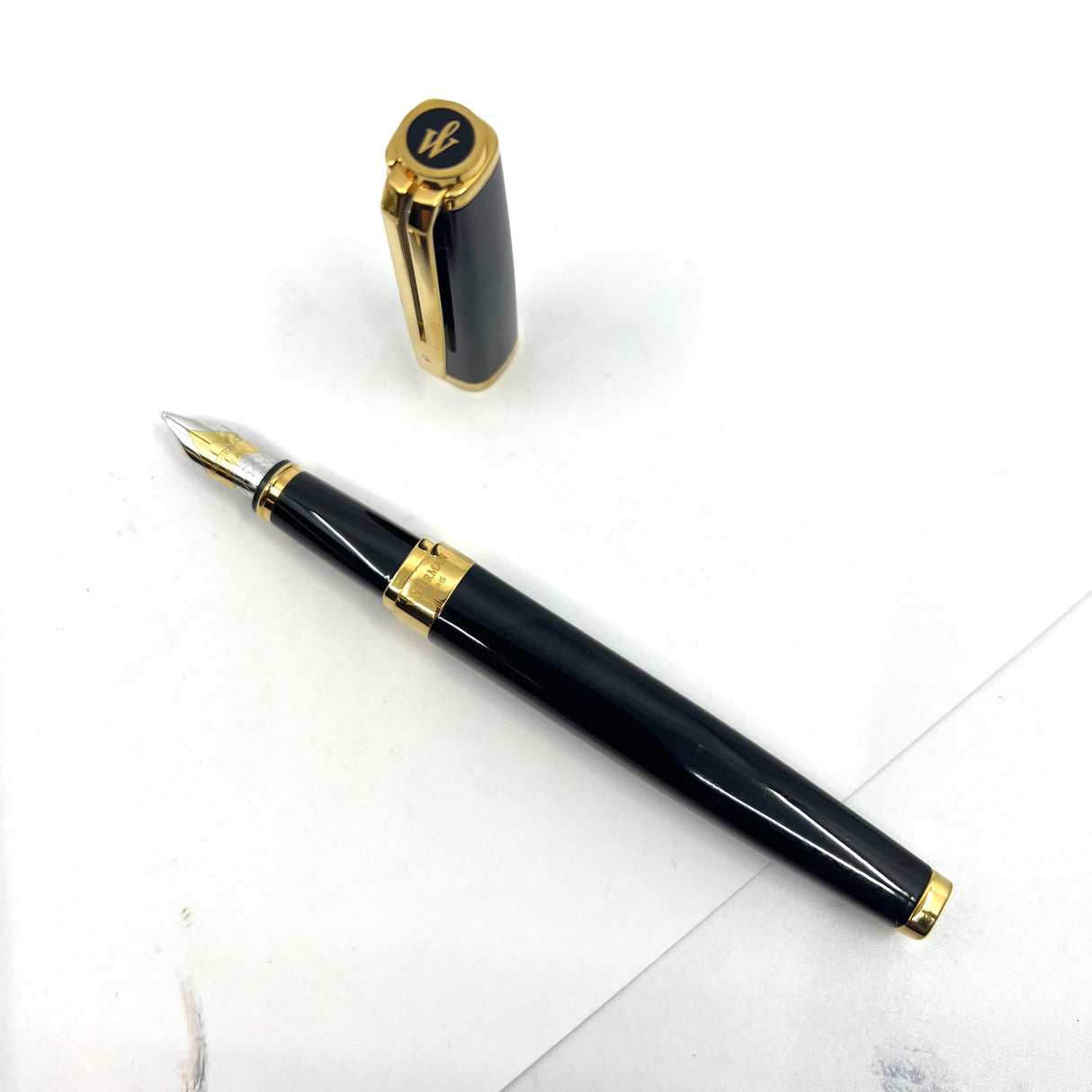 Waterman Oversized Exception Black Fountain Pen -  4-Sided Body - Stub 18K Nib