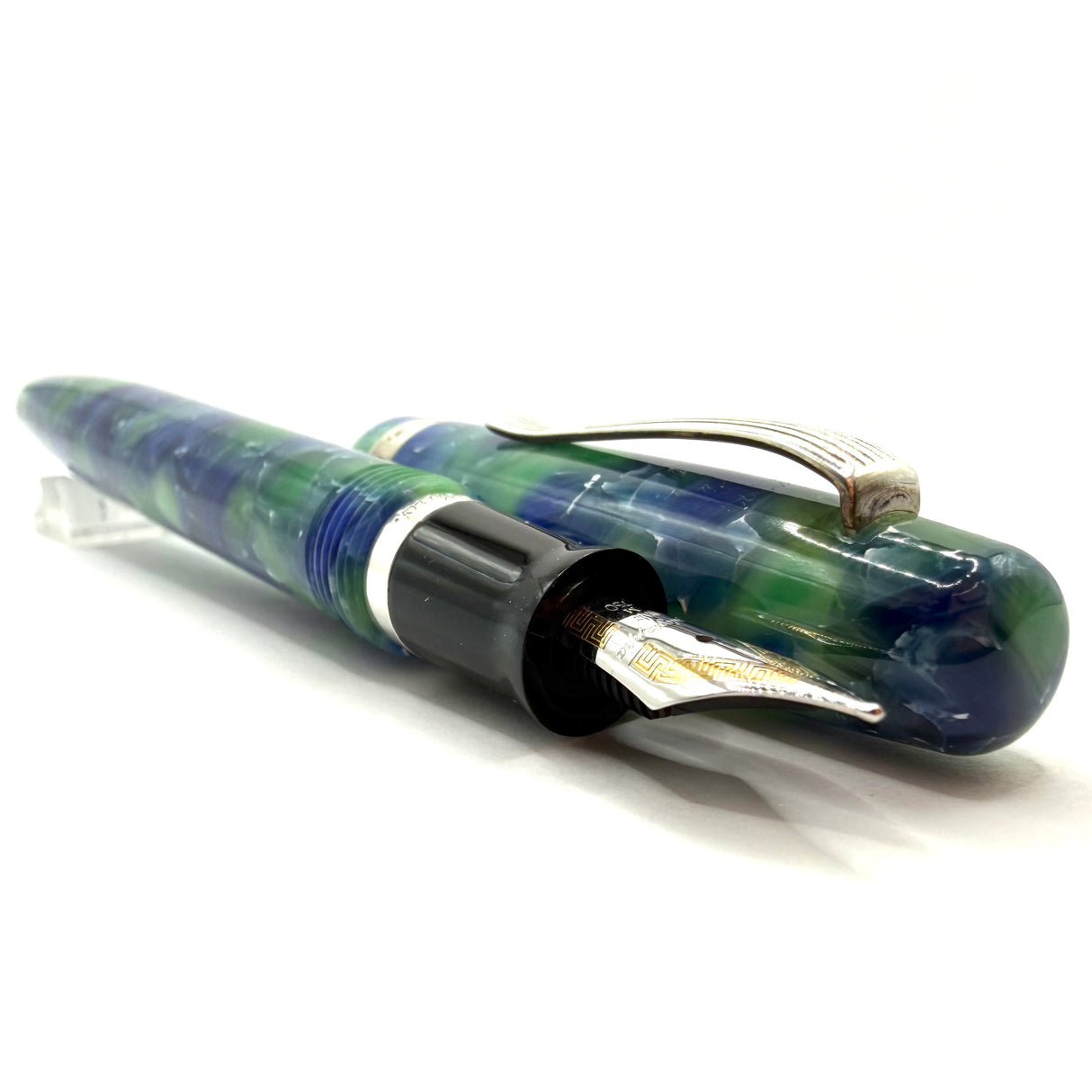 Montegrappa Elmo Asolo (Blue/Green Marbled) Fountain Pen - Medium 18kt Gold Nib