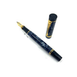 Parker International Duofold Blue Marble Fountain Pen - Medium 18kt Gold Nib