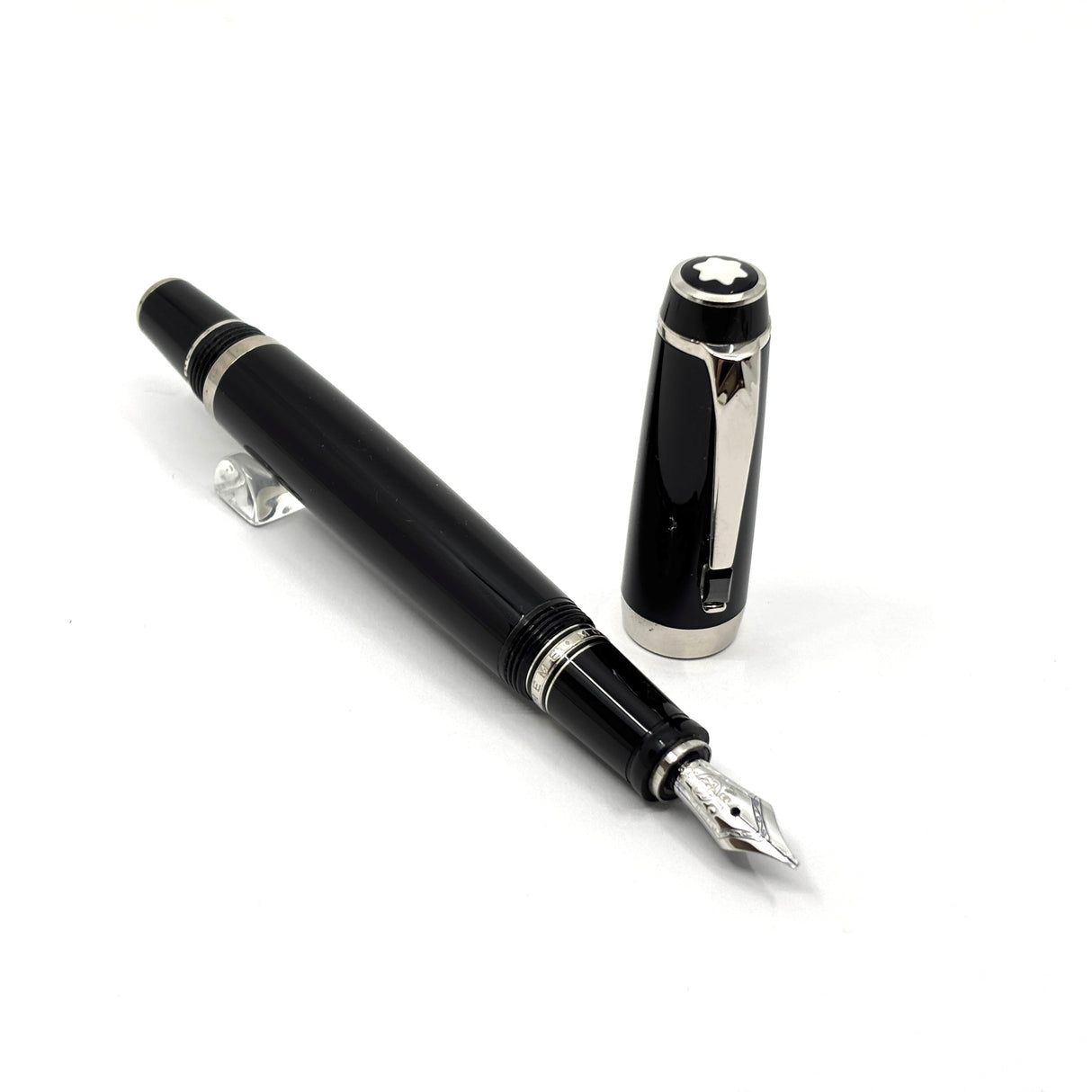 Montblanc Black Resin Larger Size Boheme Fixed Nib (Non- Retractable- No Stone in Clip) Fountain Pen