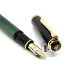 Pelikan M800 Souveran Black & Green Striped Fountain  Pen