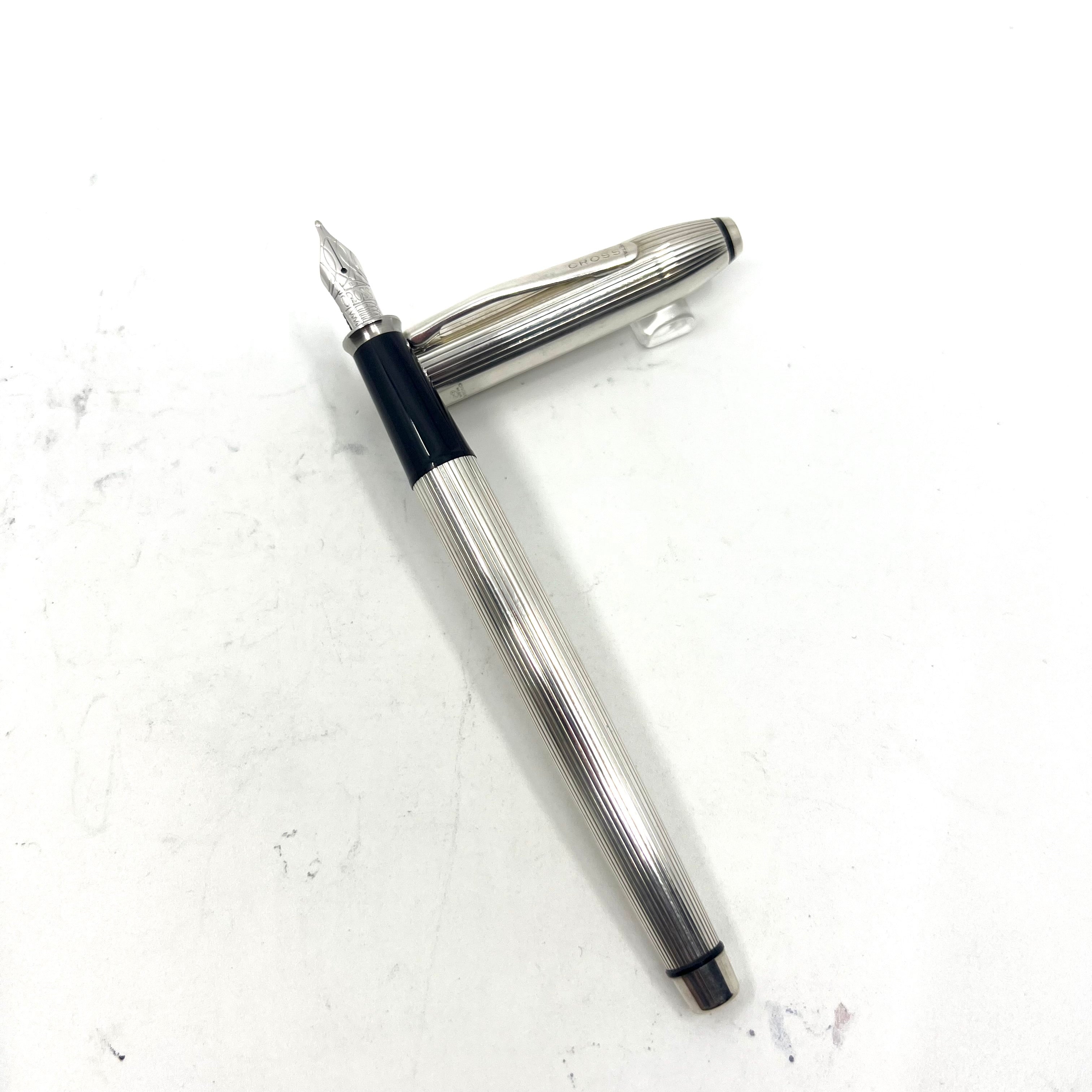 Cross Townsend Sterling Silver Fountain Pen - Etched Vertical