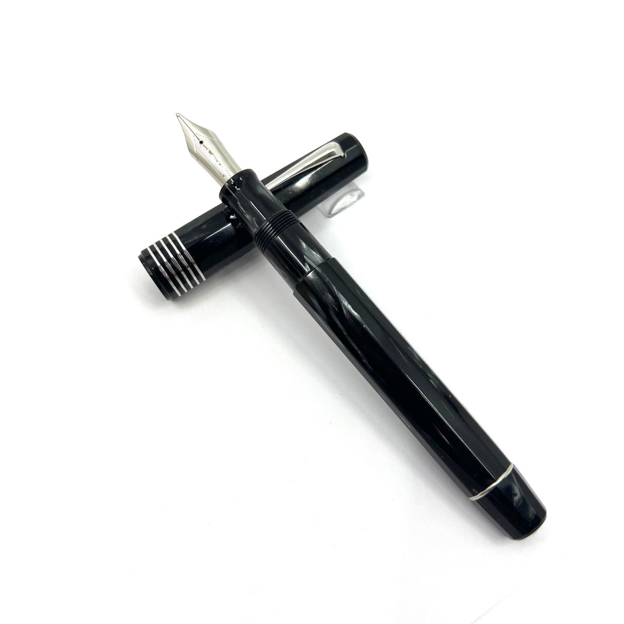 OMAS Senior Paragon Gray Perla Celluloid Fountain Pen - Broad 18kt Gold Nib