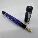 Delta #365 Lustrous Variegated Purple Marbled  Barrel/Black Cap Fountain Pen - Medium 18kt Gold Nib