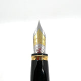 Waterman Oversized Exception Black Fountain Pen - 4-Sided Body  with 2 Sides of Gold-Plated Stripes