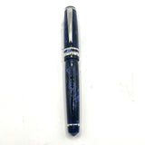 Laban Oversized Blue Marble Fountain Pen - Broad Gold-Plated & Steel Nib