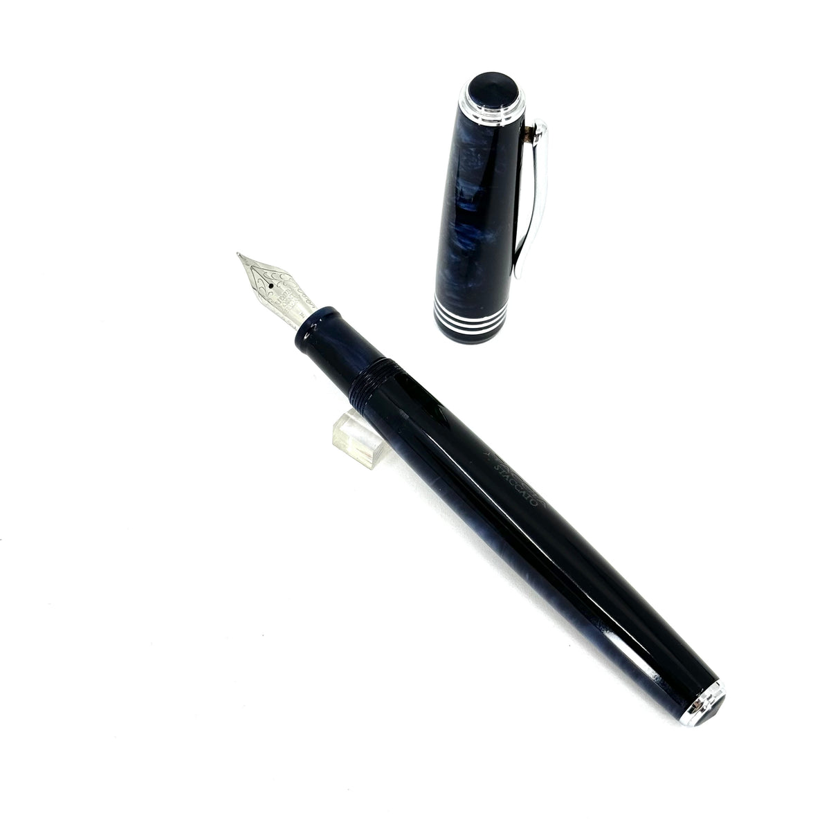 Taccia Staccato Lunar Blue Oversized Fountain Pen - Fine Stainless Steel Nib