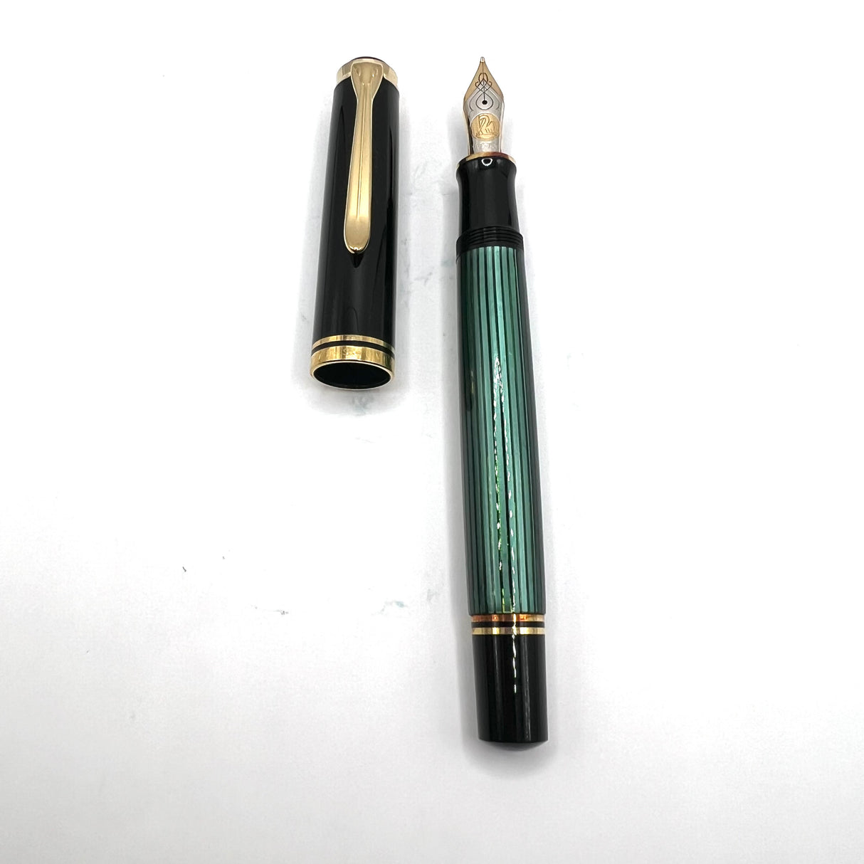 Pelikan M1000 Black/Green Striped Fountain Pen (Ca. 1999)