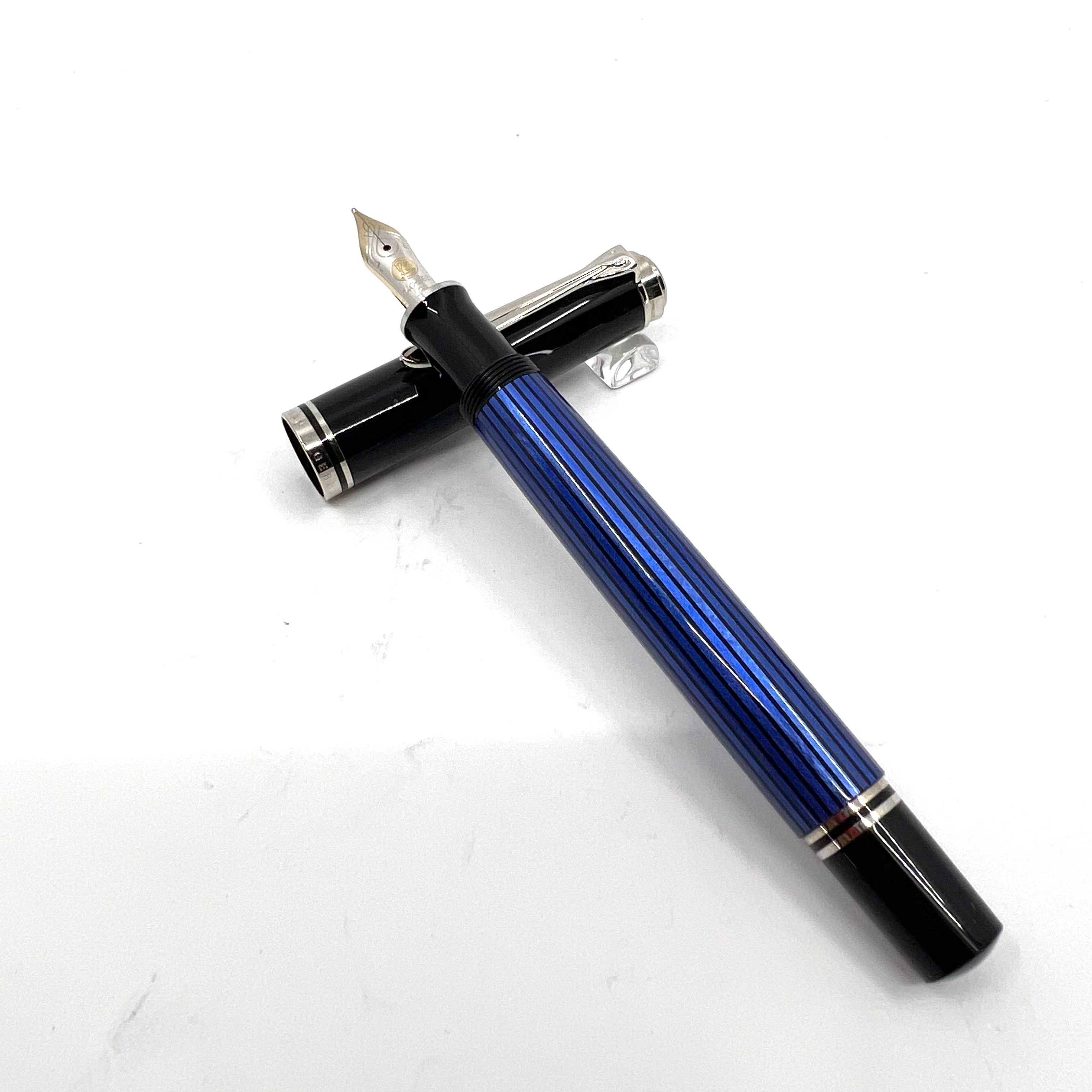 Pelikan M605 Black/Blue Striped Barrel Fountain Pen – Fountain Pen