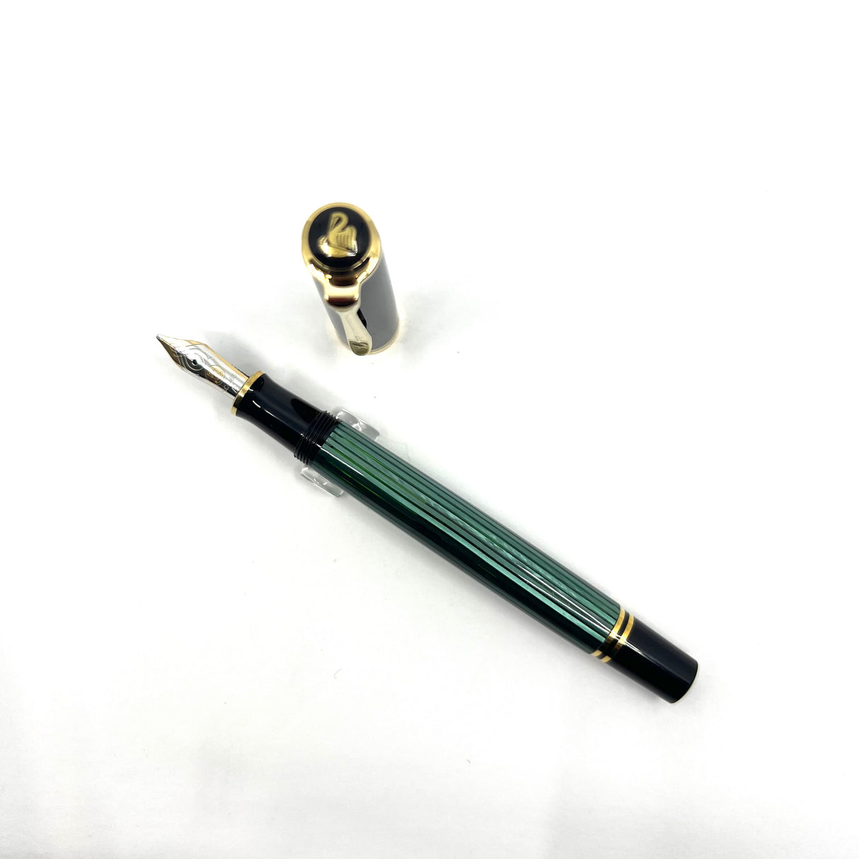 Pelikan M400 Souveran Black & Green Striped Fountain  Pen