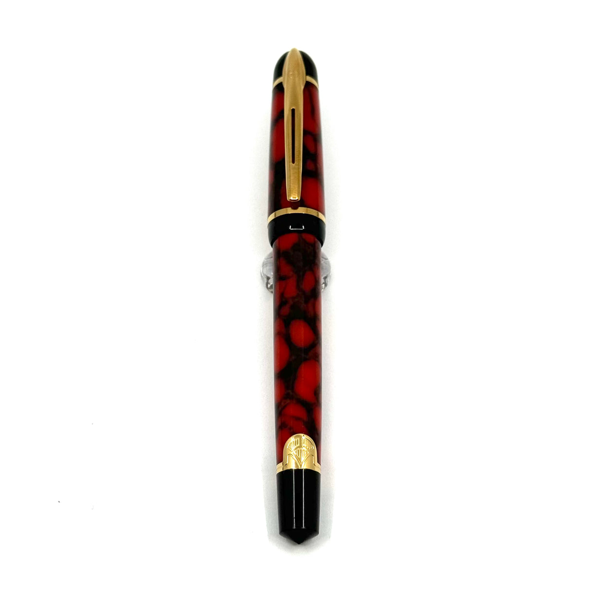 Waterman Phileas Red/Black Marble Fountain Pen  - Broad Gilt Stainless Nib