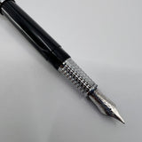 Aurora Alpha Tuscan Night Lustrous Marbled Charcoal Fountain Pen - Medium 14kt Gold Nib