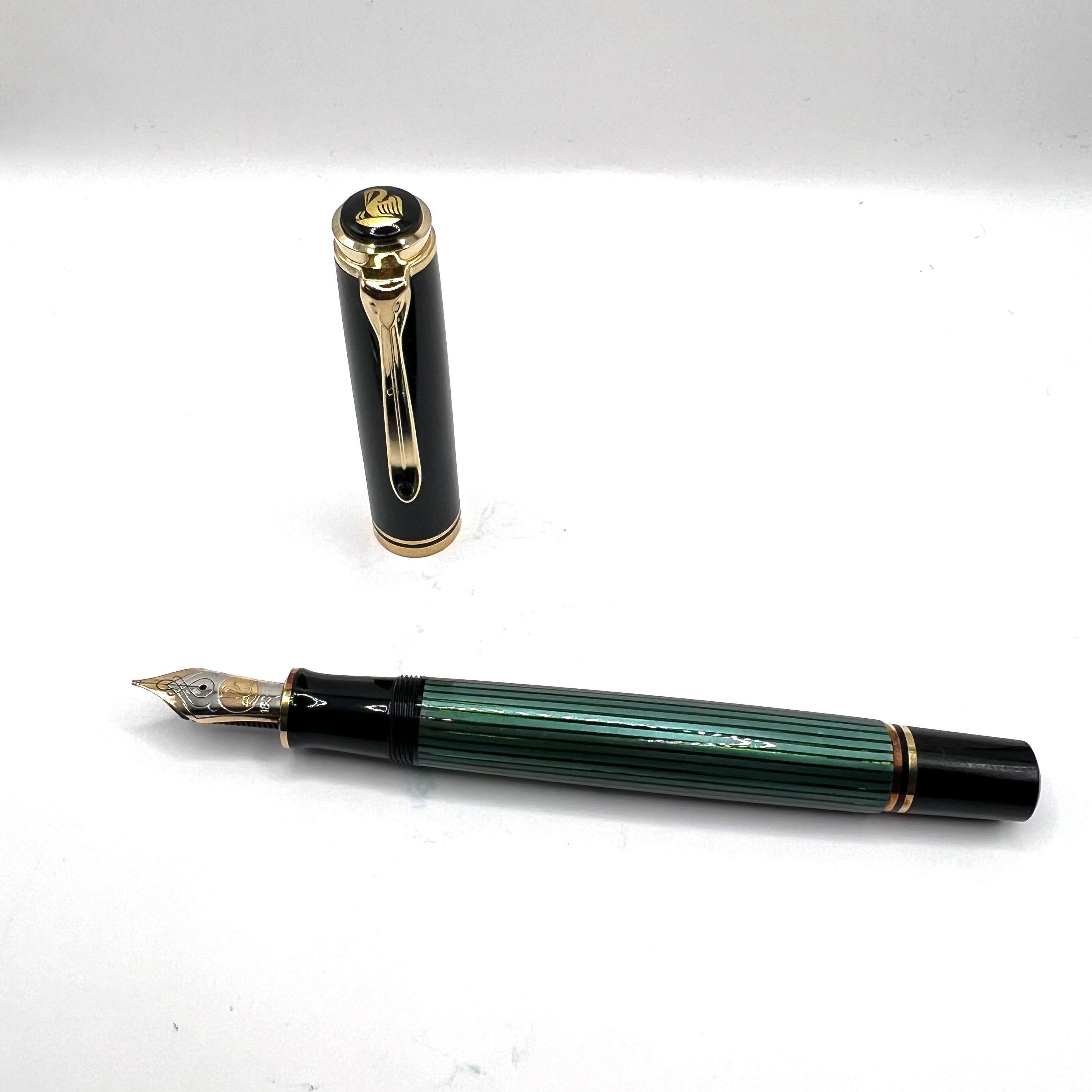 Pelikan M1000 Black/Green Striped Fountain Pen (Ca. 1999