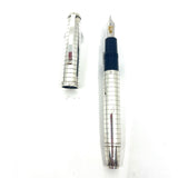 OMAS Horizontal Lined Sterling Silver Overlay Fountain Pen  - Extra Fine 18kt Gold Nib