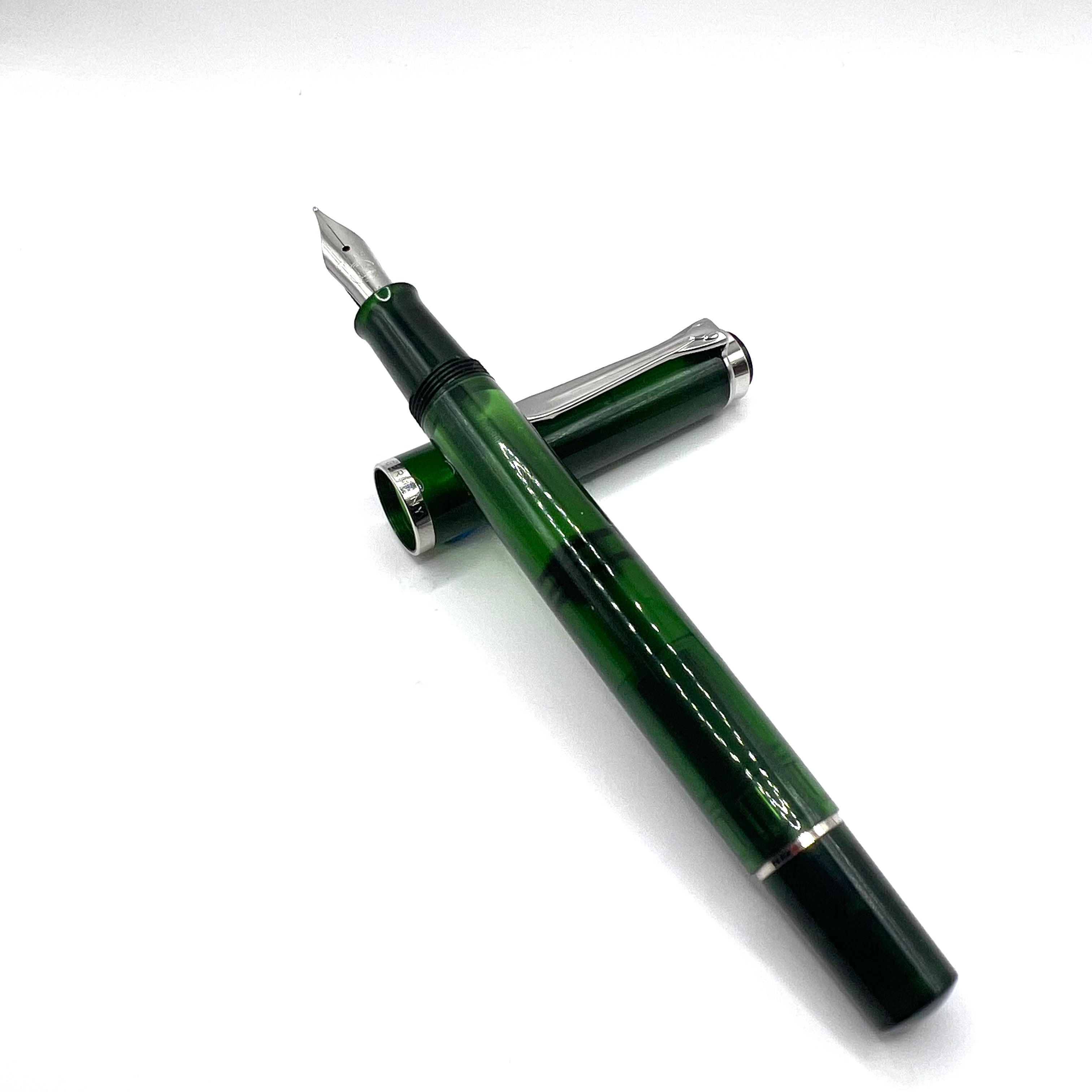 Pelikan Classic M205 Olivine Transparent Fountain Pen + Bottle of