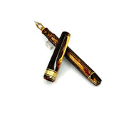 OMAS Original Style Facetted Paragon Extra Arco Bronze Celluloid Fountain Pen-Medium 18kt Gold Nib