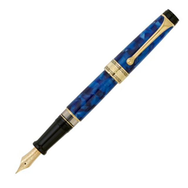 Aurora Optima Blue Marble/Gold Trim - Fountain Pen (14kt Nib)