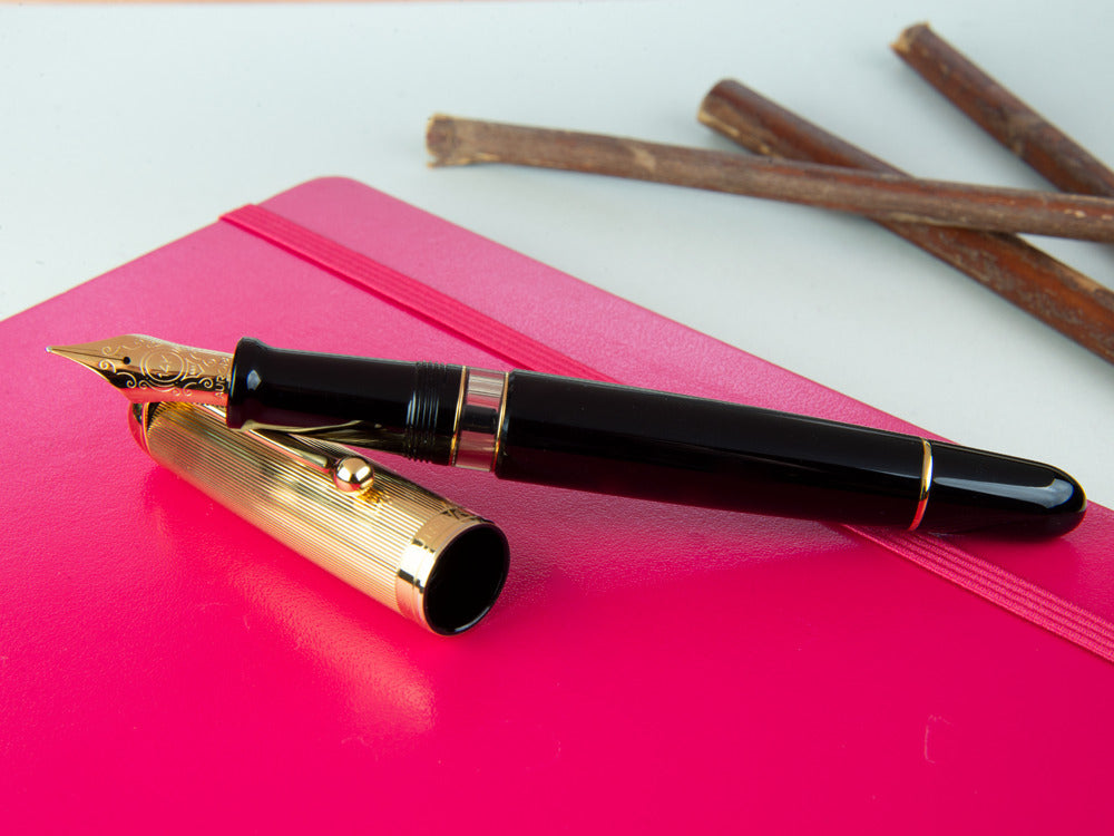 Aurora 88 Gold Plated Gold Plated Cap / Black Barrel Large Fountain Pen