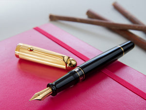 Aurora 88 Gold Plated Gold Plated Cap / Black Barrel Large Fountain Pen