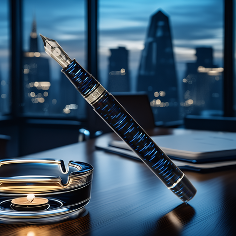 ASC Bologna Extra Blue "Wall Street" Skyscraper  Limited Edition Fountain Pen Collection