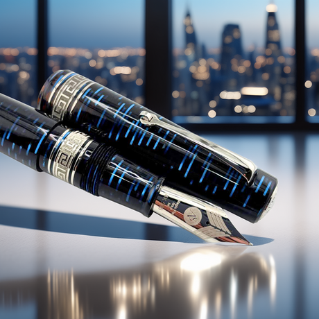 ASC Bologna Extra Blue "Wall Street" Skyscraper  Limited Edition Fountain Pen Collection