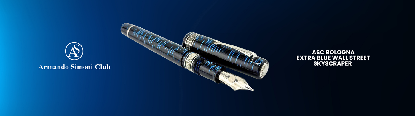 ASC Bologna Extra Blue "Wall Street" Skyscraper  Limited Edition Fountain Pen Collection