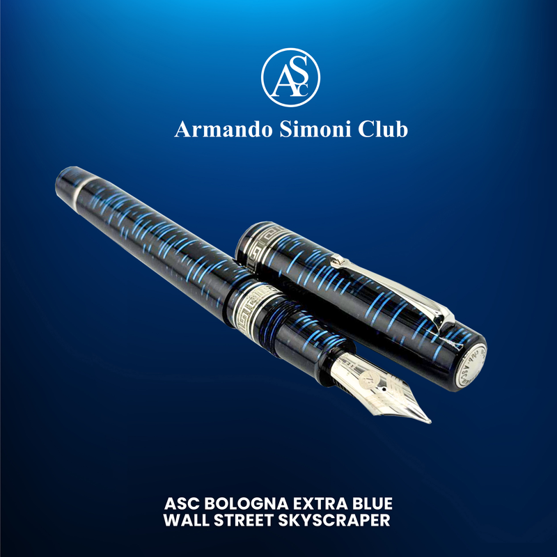 ASC Bologna Extra Blue "Wall Street" Skyscraper  Limited Edition Fountain Pen Collection